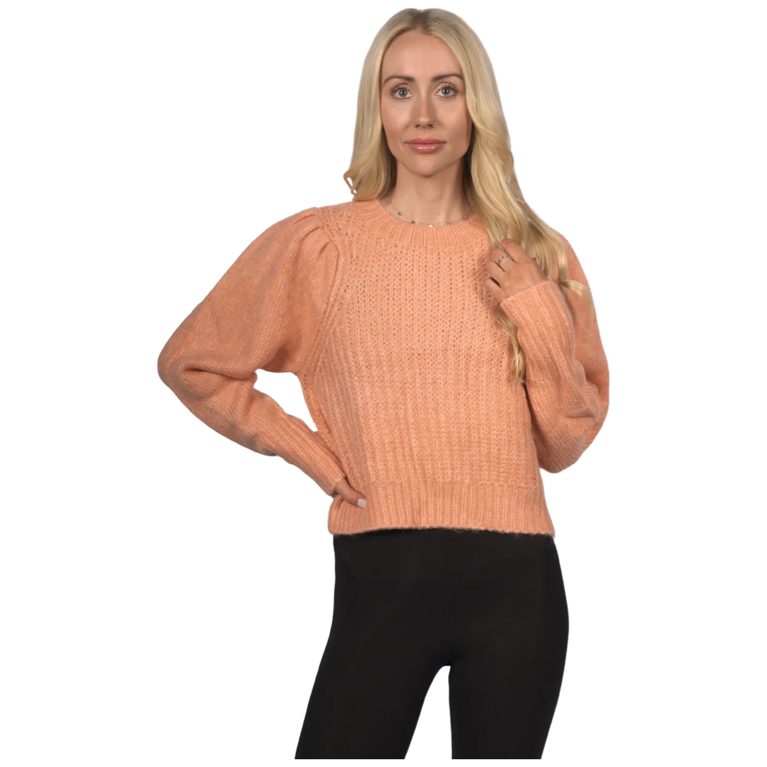 Topshop Women's Pleat Sleeve Crop Pullover - Orange