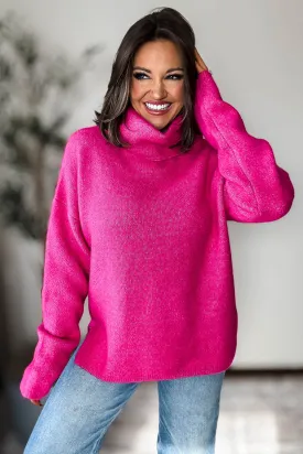 Turtleneck Magenta Overfit Sweater