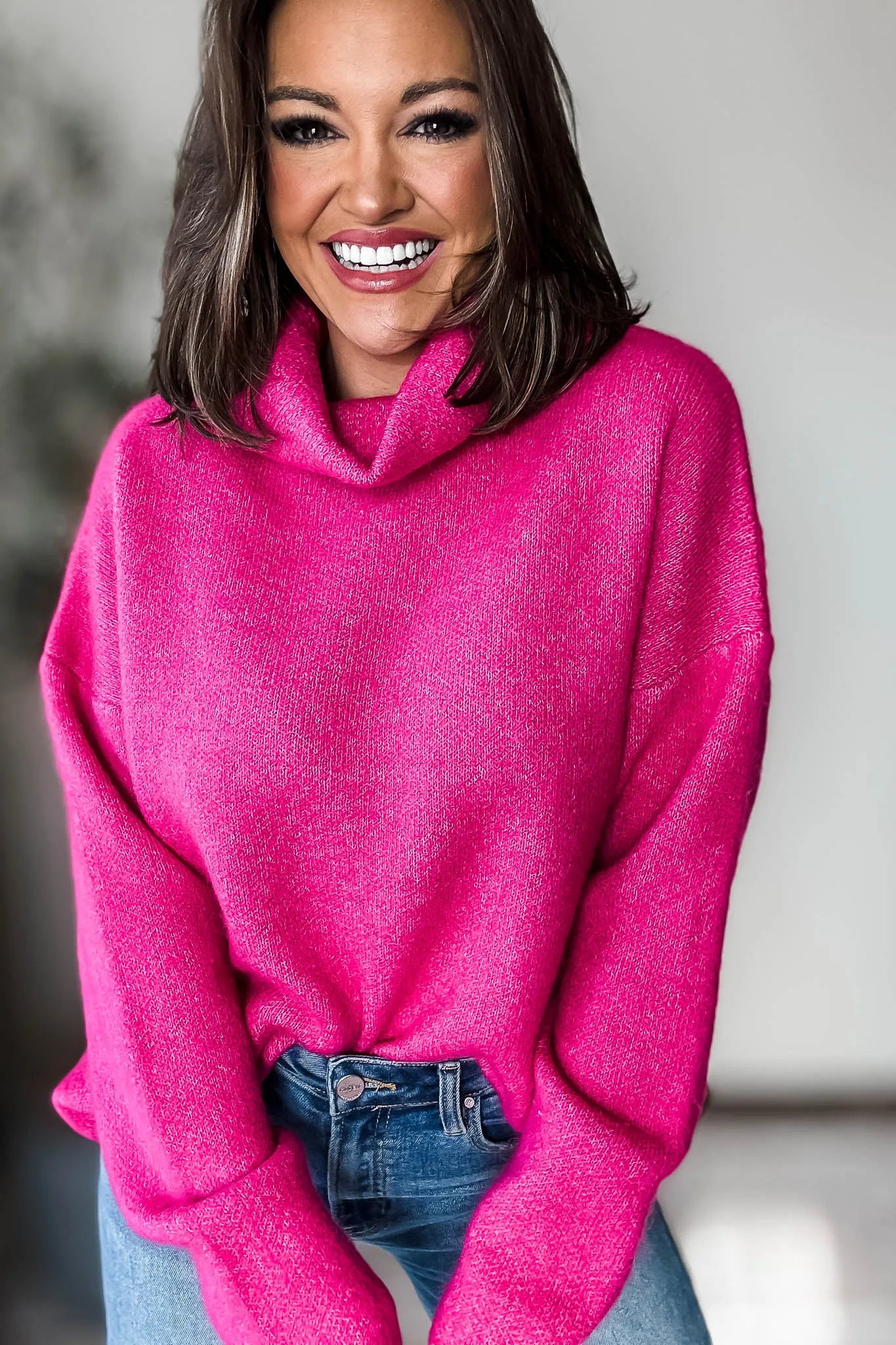 Turtleneck Magenta Overfit Sweater