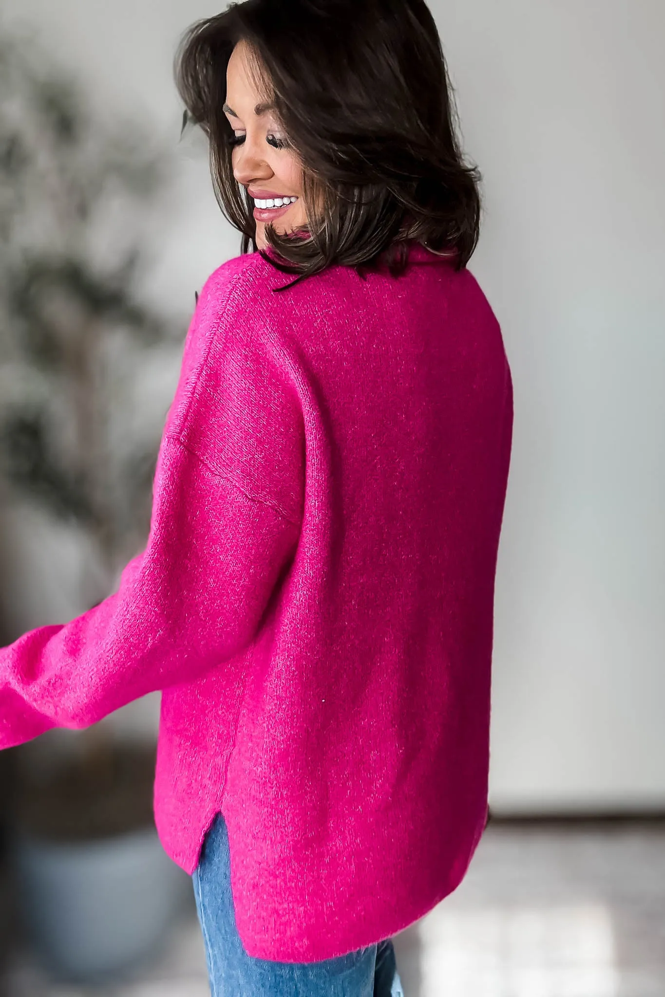 Turtleneck Magenta Overfit Sweater