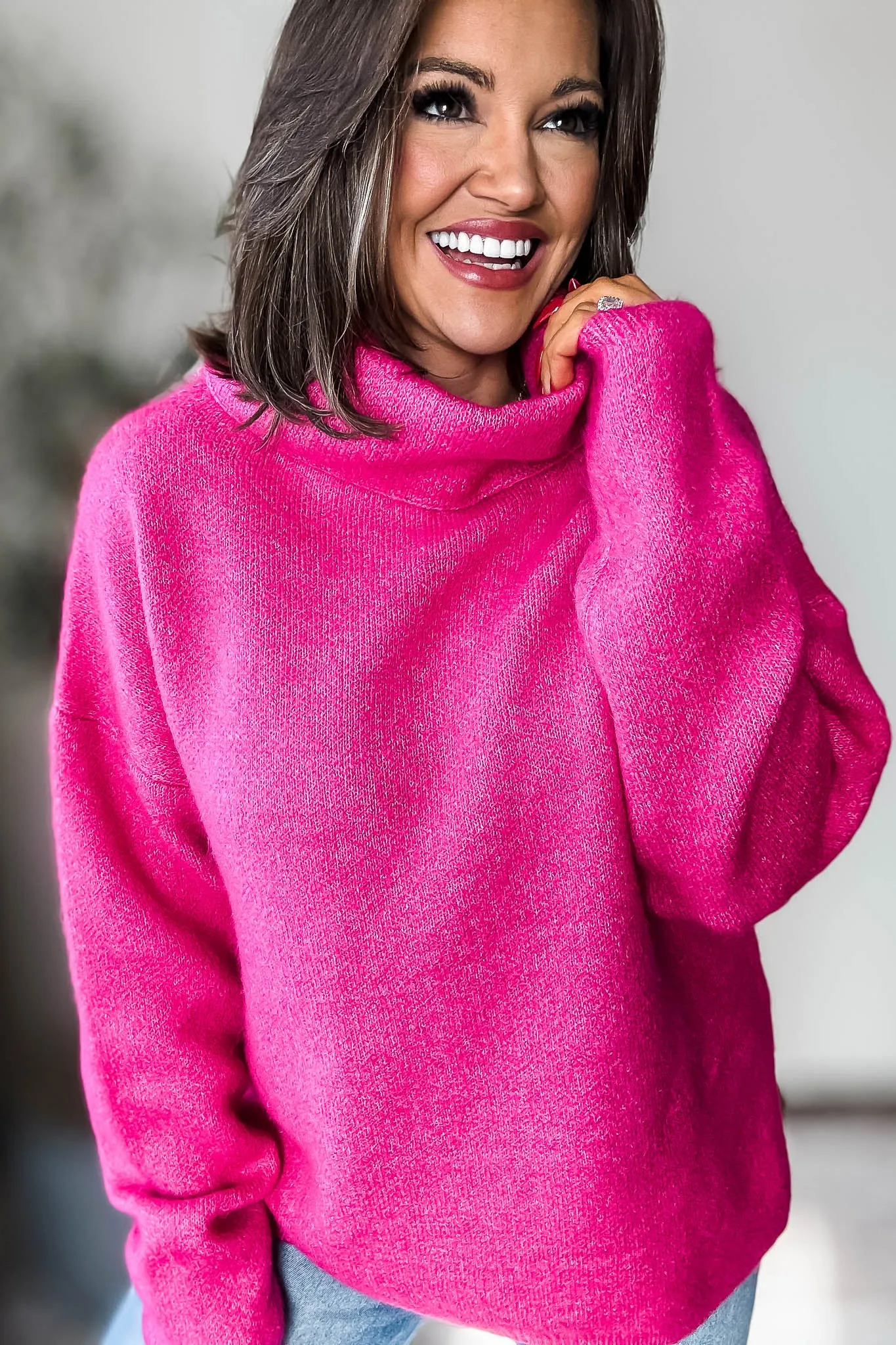 Turtleneck Magenta Overfit Sweater