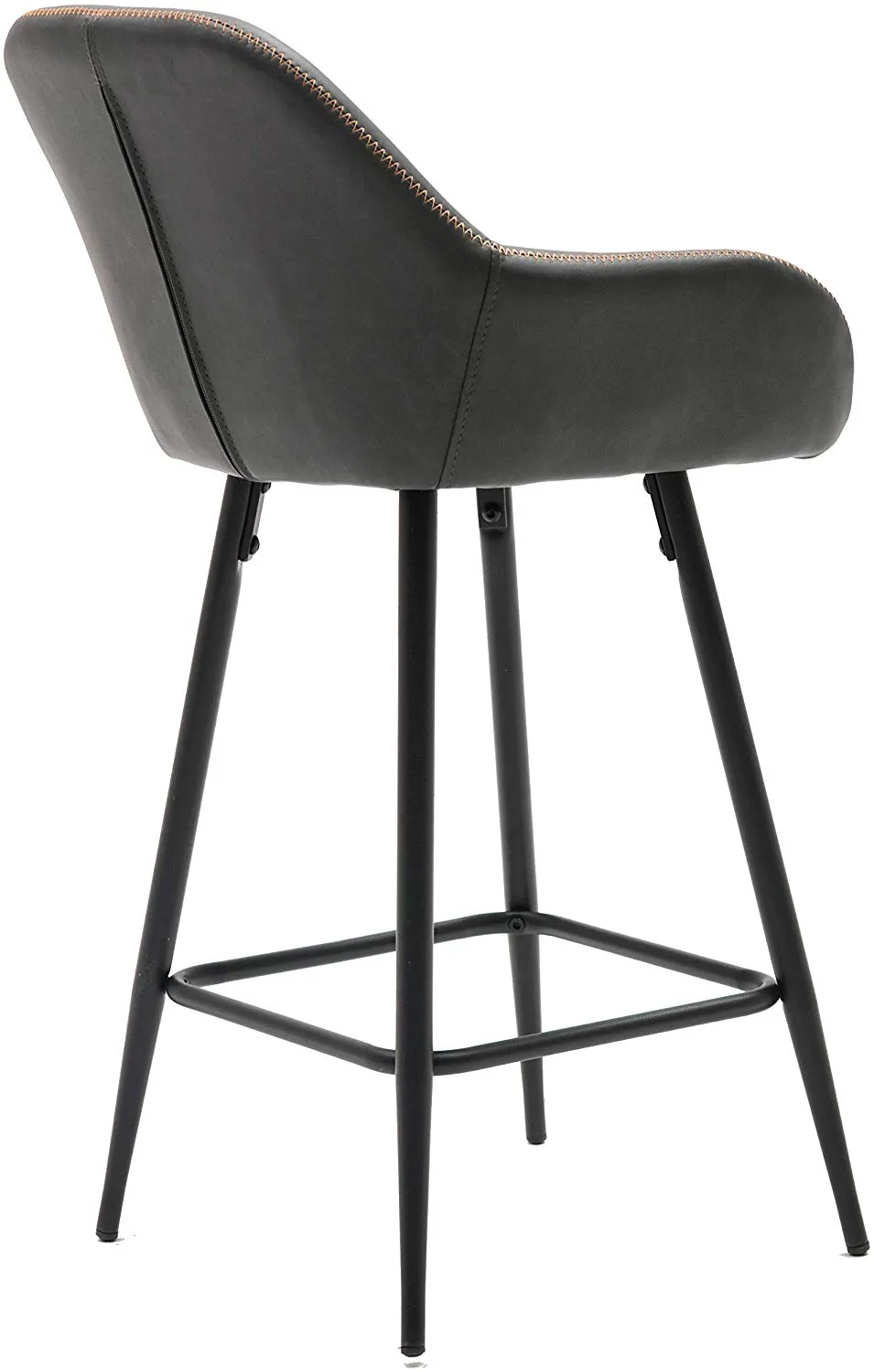 Two NEW - Counter Height Barstools 25 inch Bucket Upholstered Dark Gray Accent Dining Bar Chair Set of 2