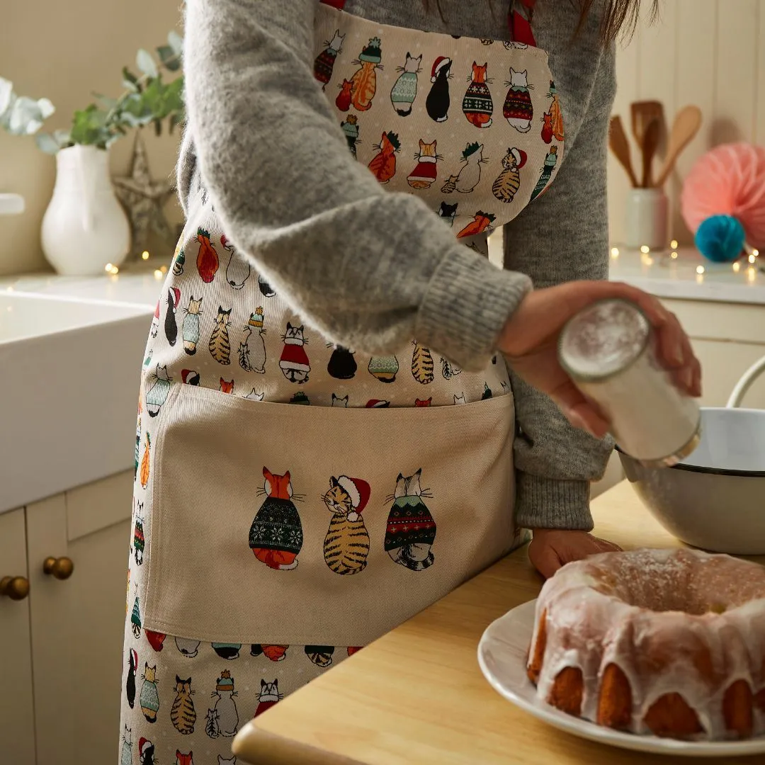 Ulster Weavers Recycled Cotton Apron - Cats in Waiting (Orange)