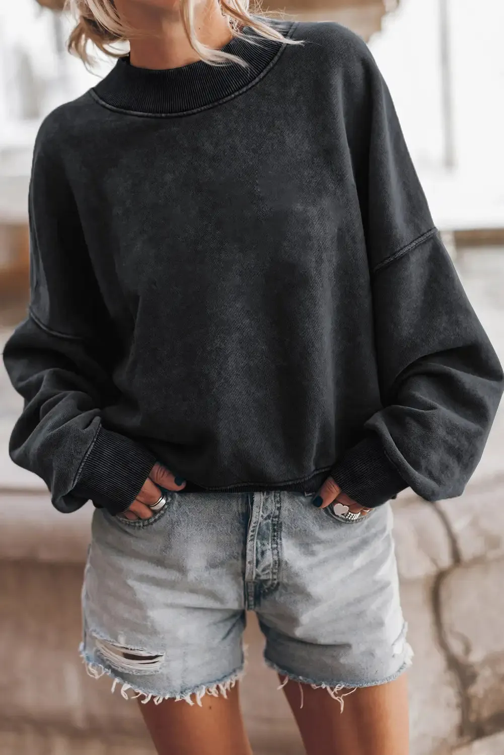 Vintage Black Drop Shoulder Sweatshirt