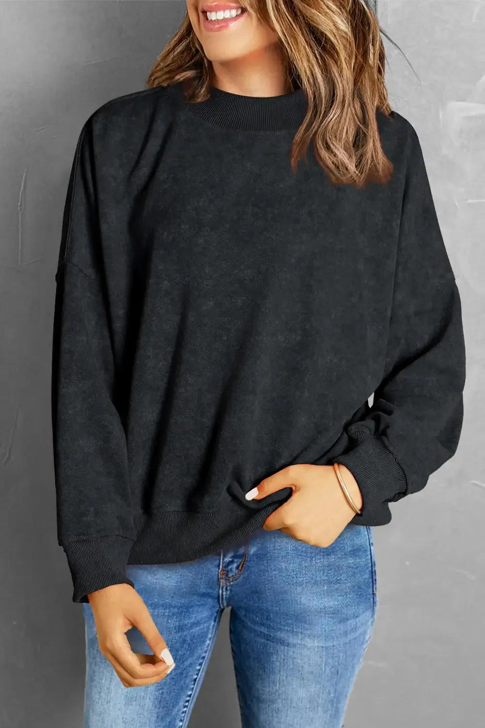 Vintage Black Drop Shoulder Sweatshirt