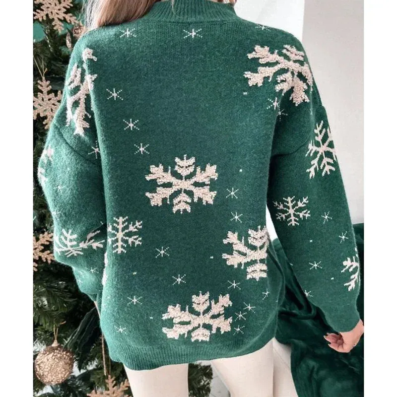 Wenkouban-Christmas Thanksgiving outfits_Christmas Cozy Snowflake Print Warm Thickened Stylish Comfortable Sweater