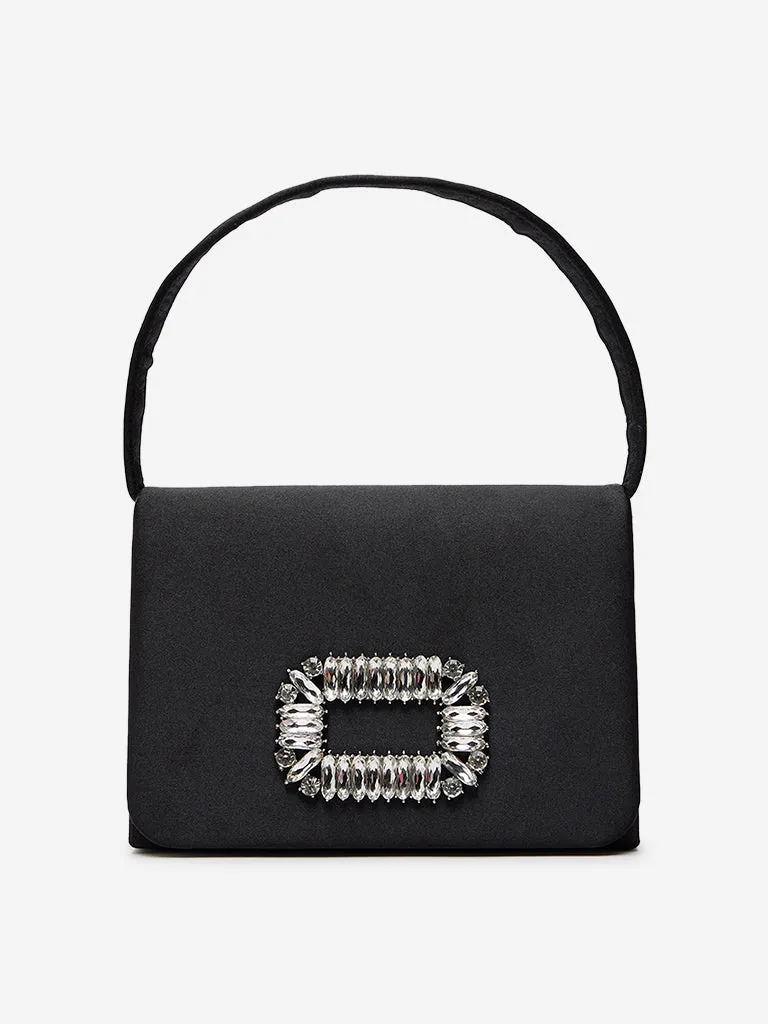 Westside Black Metal Accent Design Hand Bag