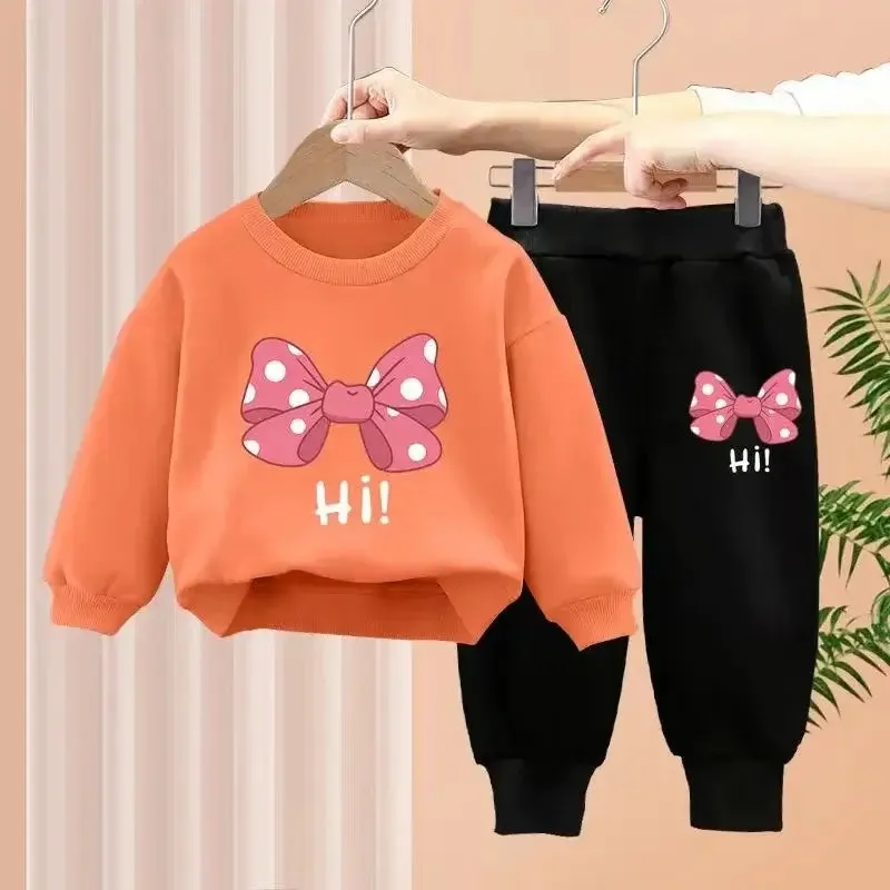 Winter Girls Sports Bow Sweatshirt Top and Pants