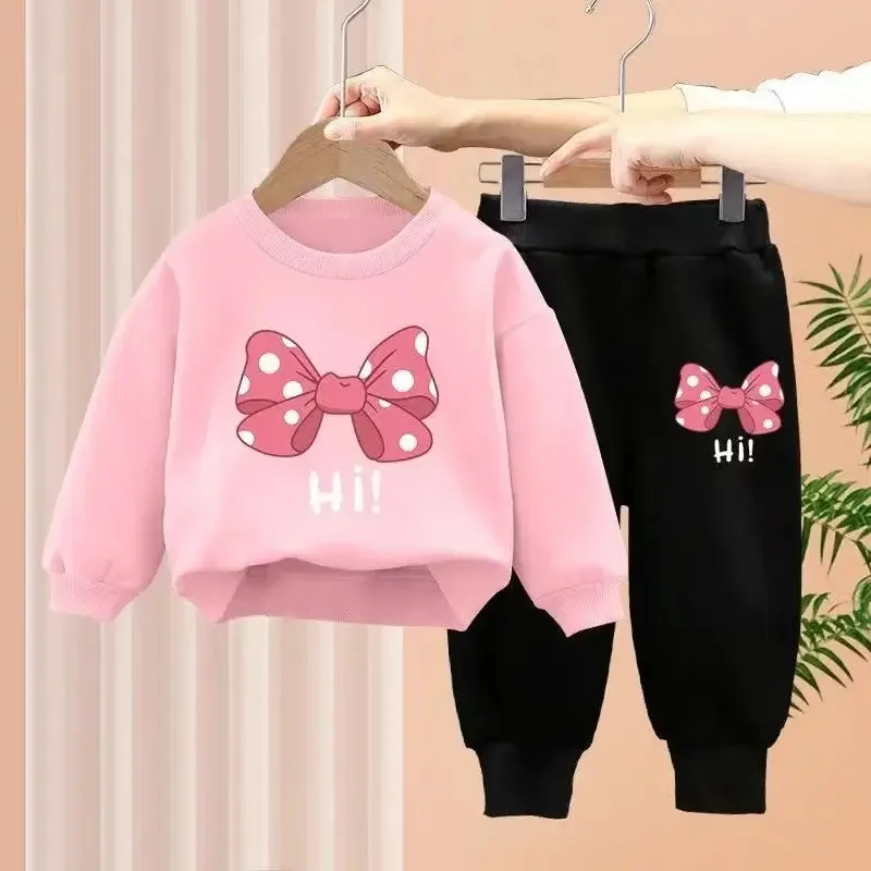 Winter Girls Sports Bow Sweatshirt Top and Pants