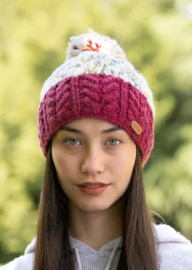 Wool Bobble Flecked Burnt Red Hat